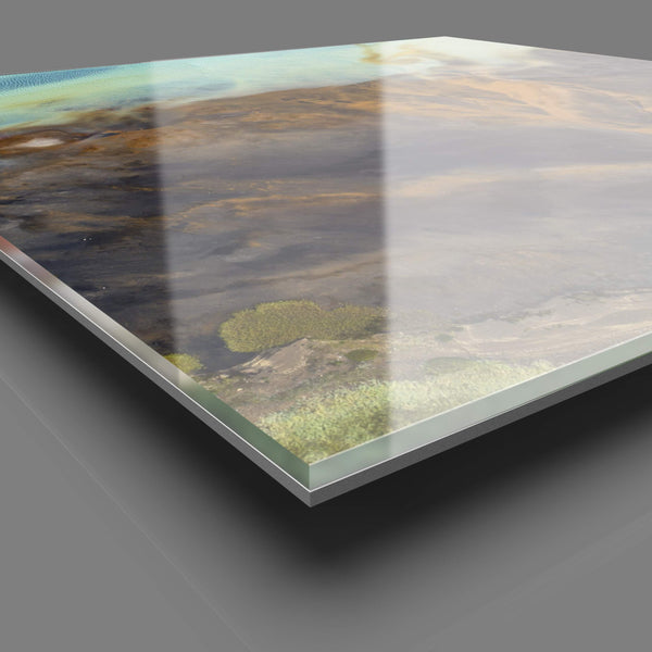 Tributary reaches glacial river, fine art acrylic artwork