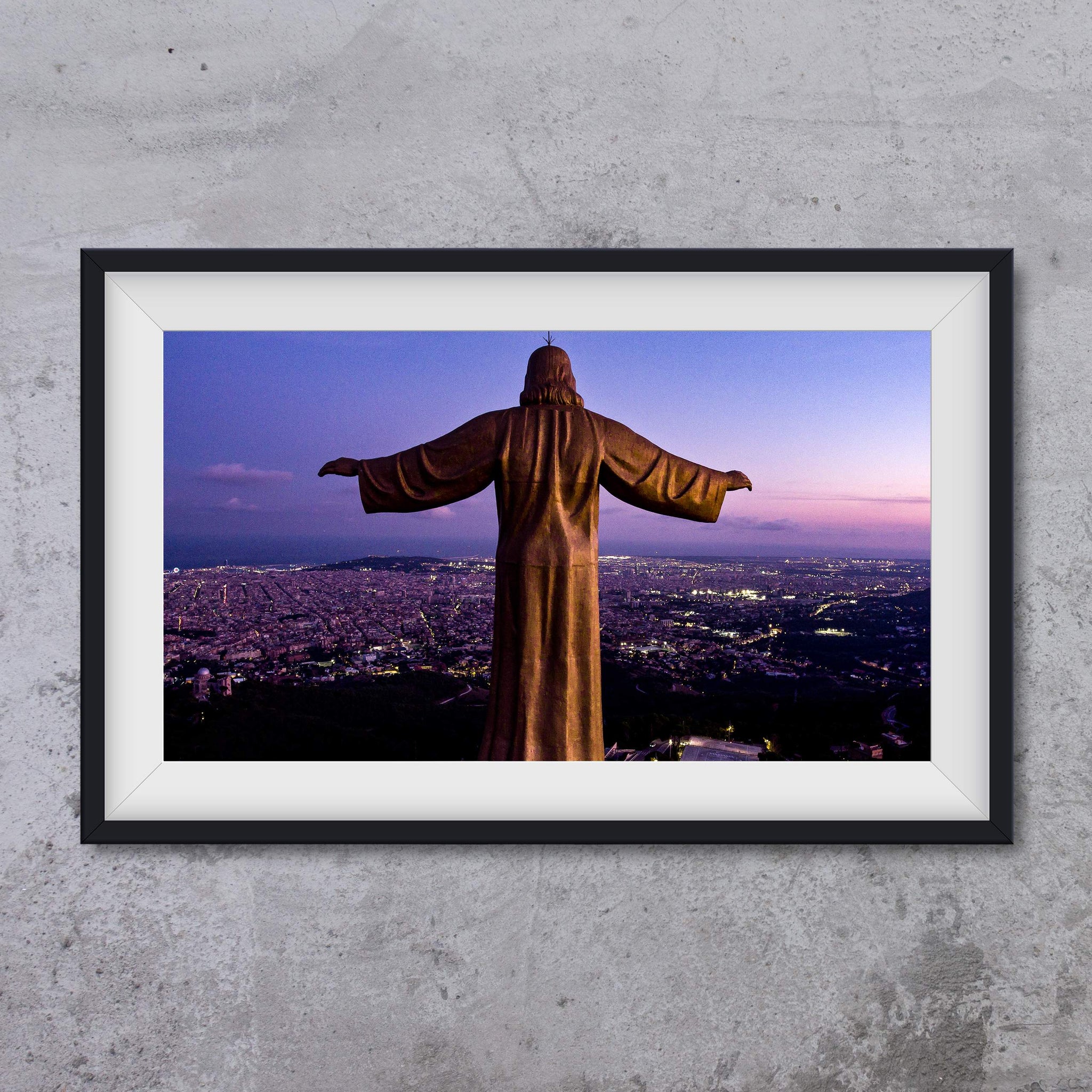 Statue of Jesus on the Temple del Sagrat Cor, Barcelona - photo art print