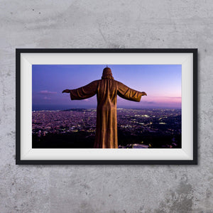 Statue of Jesus on the Temple del Sagrat Cor, Barcelona - photo art print
