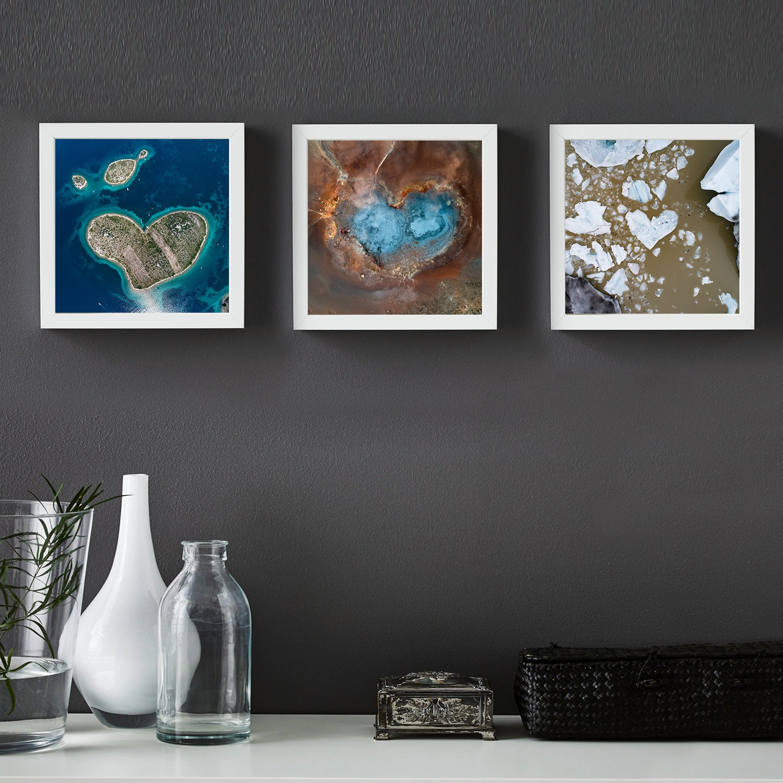 Heart shaped collection - Three-piece collection, photo art print
